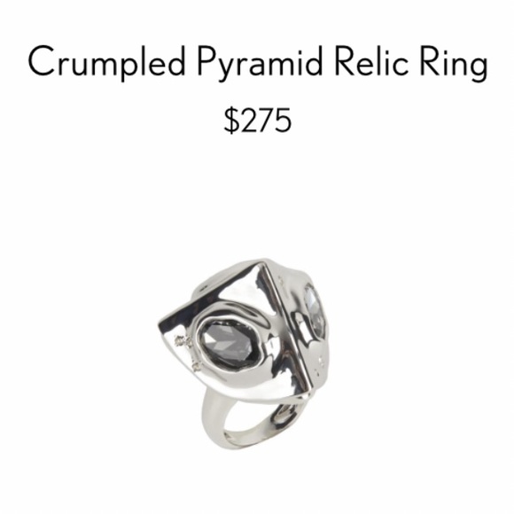 ALEXIS BITTAR • Green Silver Crumpled Chunky Chunky Pyramid Relic Ring 6 3/4 - Picture 11 of 15